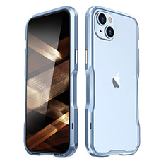 Custodia Lusso Alluminio Laterale Cover LF3 per Apple iPhone 15 Blu