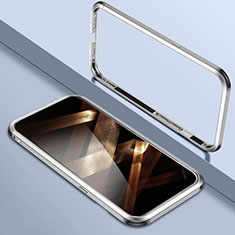 Custodia Lusso Alluminio Laterale Cover LO1 per Apple iPhone 14 Pro Argento