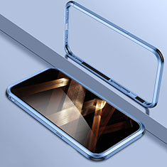 Custodia Lusso Alluminio Laterale Cover LO1 per Apple iPhone 15 Pro Blu