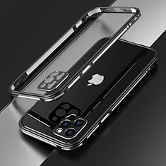 Custodia Lusso Alluminio Laterale Cover N01 per Apple iPhone 12 Pro Max Argento e Nero