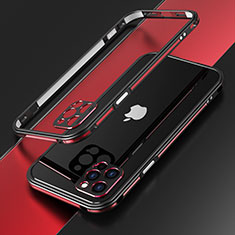 Custodia Lusso Alluminio Laterale Cover N01 per Apple iPhone 12 Pro Rosso e Nero