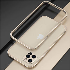 Custodia Lusso Alluminio Laterale Cover N02 per Apple iPhone 12 Pro Max Oro