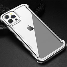 Custodia Lusso Alluminio Laterale Cover N04 per Apple iPhone 12 Pro Argento