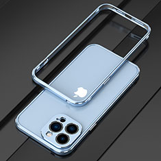 Custodia Lusso Alluminio Laterale Cover per Apple iPhone 14 Pro Cielo Blu