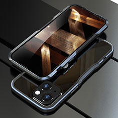 Custodia Lusso Alluminio Laterale Cover per Apple iPhone 15 Grigio