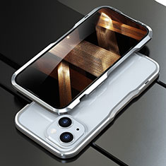 Custodia Lusso Alluminio Laterale Cover per Apple iPhone 15 Plus Argento
