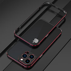 Custodia Lusso Alluminio Laterale Cover per Apple iPhone 15 Pro Max Rosso e Nero