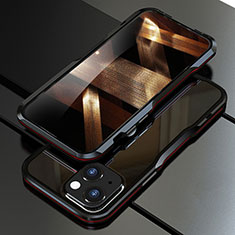 Custodia Lusso Alluminio Laterale Cover per Apple iPhone 15 Rosso e Nero