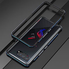 Custodia Lusso Alluminio Laterale Cover per Asus ROG Phone 5 Ultimate Blu e Nero