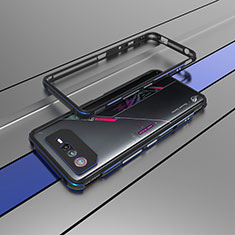 Custodia Lusso Alluminio Laterale Cover per Asus ROG Phone 6 Pro Blu e Nero