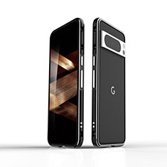 Custodia Lusso Alluminio Laterale Cover per Google Pixel 8 Pro 5G Argento e Nero