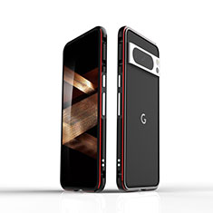 Custodia Lusso Alluminio Laterale Cover per Google Pixel 8 Pro 5G Rosso e Nero