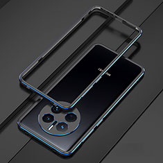 Custodia Lusso Alluminio Laterale Cover per Huawei Mate 50 Pro Blu e Nero