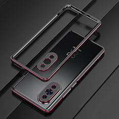 Custodia Lusso Alluminio Laterale Cover per Huawei Nova 10 Pro Rosso e Nero