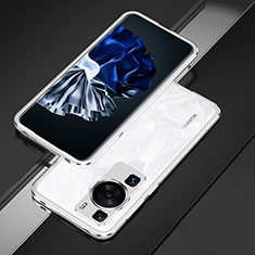 Custodia Lusso Alluminio Laterale Cover per Huawei P60 Pro Argento