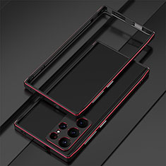 Custodia Lusso Alluminio Laterale Cover per Samsung Galaxy S23 Ultra 5G Rosso e Nero