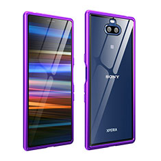 Custodia Lusso Alluminio Laterale Cover per Sony Xperia 10 Plus Viola