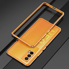 Custodia Lusso Alluminio Laterale Cover per Vivo iQOO 7 India 5G Arancione