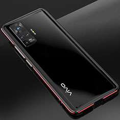 Custodia Lusso Alluminio Laterale Cover per Vivo X50 Pro 5G Rosso e Nero