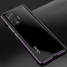 Custodia Lusso Alluminio Laterale Cover per Vivo X50 Pro 5G Viola e Nero