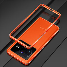 Custodia Lusso Alluminio Laterale Cover per Vivo X80 5G Arancione