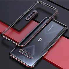 Custodia Lusso Alluminio Laterale Cover per Xiaomi Black Shark 4S Pro 5G Rosso e Nero