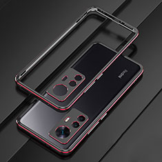 Custodia Lusso Alluminio Laterale Cover per Xiaomi Mi 12T Pro 5G Rosso e Nero