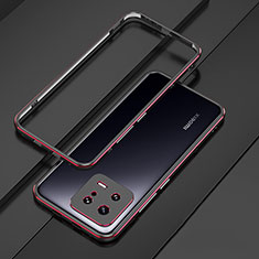 Custodia Lusso Alluminio Laterale Cover per Xiaomi Mi 13 5G Rosso e Nero