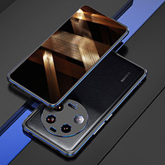 Custodia Lusso Alluminio Laterale Cover per Xiaomi Mi 13 Ultra 5G Blu e Nero