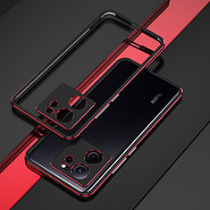 Custodia Lusso Alluminio Laterale Cover per Xiaomi Mi 13T 5G Rosso e Nero