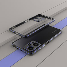 Custodia Lusso Alluminio Laterale Cover per Xiaomi Poco F5 5G Blu e Nero