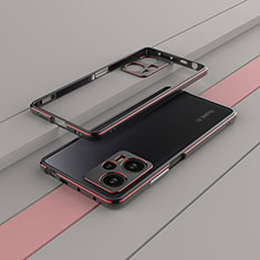 Custodia Lusso Alluminio Laterale Cover per Xiaomi Poco F5 5G Rosso e Nero