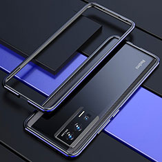 Custodia Lusso Alluminio Laterale Cover per Xiaomi Poco F5 Pro 5G Blu e Nero
