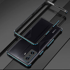 Custodia Lusso Alluminio Laterale Cover per Xiaomi Redmi K50 Gaming 5G Blu e Nero