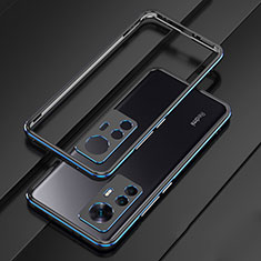 Custodia Lusso Alluminio Laterale Cover per Xiaomi Redmi K50 Ultra 5G Blu e Nero