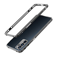 Custodia Lusso Alluminio Laterale Cover S01 per Oppo Reno6 Pro 5G India Argento e Nero