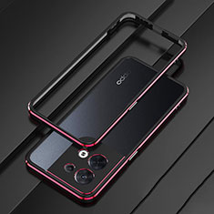 Custodia Lusso Alluminio Laterale Cover S01 per Oppo Reno8 5G Rosso e Nero