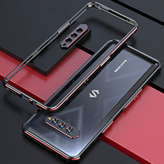 Custodia Lusso Alluminio Laterale Cover S01 per Xiaomi Black Shark 4 5G Rosso e Nero