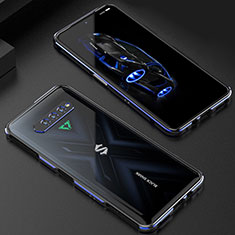 Custodia Lusso Alluminio Laterale Cover S01 per Xiaomi Black Shark 4S 5G Blu e Nero