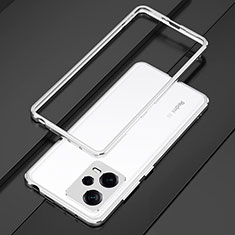 Custodia Lusso Alluminio Laterale Cover S01 per Xiaomi Redmi Note 12 5G Argento