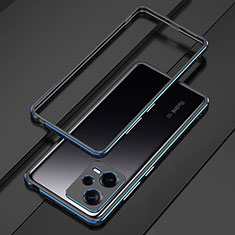 Custodia Lusso Alluminio Laterale Cover S01 per Xiaomi Redmi Note 12 Pro+ Plus 5G Blu e Nero