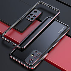 Custodia Lusso Alluminio Laterale Cover S02 per Xiaomi Redmi Note 11S 5G Rosso e Nero