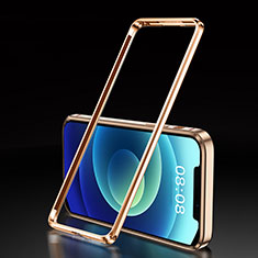 Custodia Lusso Alluminio Laterale Cover T01 per Apple iPhone 12 Mini Oro
