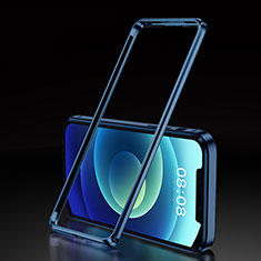 Custodia Lusso Alluminio Laterale Cover T01 per Apple iPhone 12 Pro Blu