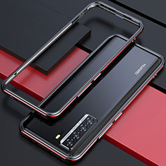 Custodia Lusso Alluminio Laterale Cover T01 per Huawei Nova 7 SE 5G Rosso e Nero