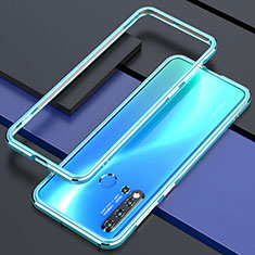 Custodia Lusso Alluminio Laterale Cover T01 per Huawei P20 Lite (2019) Ciano