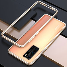 Custodia Lusso Alluminio Laterale Cover T01 per Huawei P40 Oro