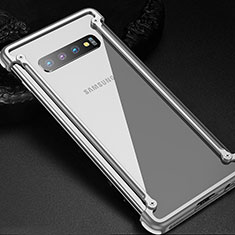Custodia Lusso Alluminio Laterale Cover T01 per Samsung Galaxy S10 Plus Argento