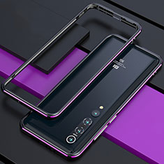 Custodia Lusso Alluminio Laterale Cover T01 per Xiaomi Mi 10 Pro Viola e Nero