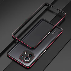 Custodia Lusso Alluminio Laterale Cover T01 per Xiaomi Mi 11 Lite 4G Rosso